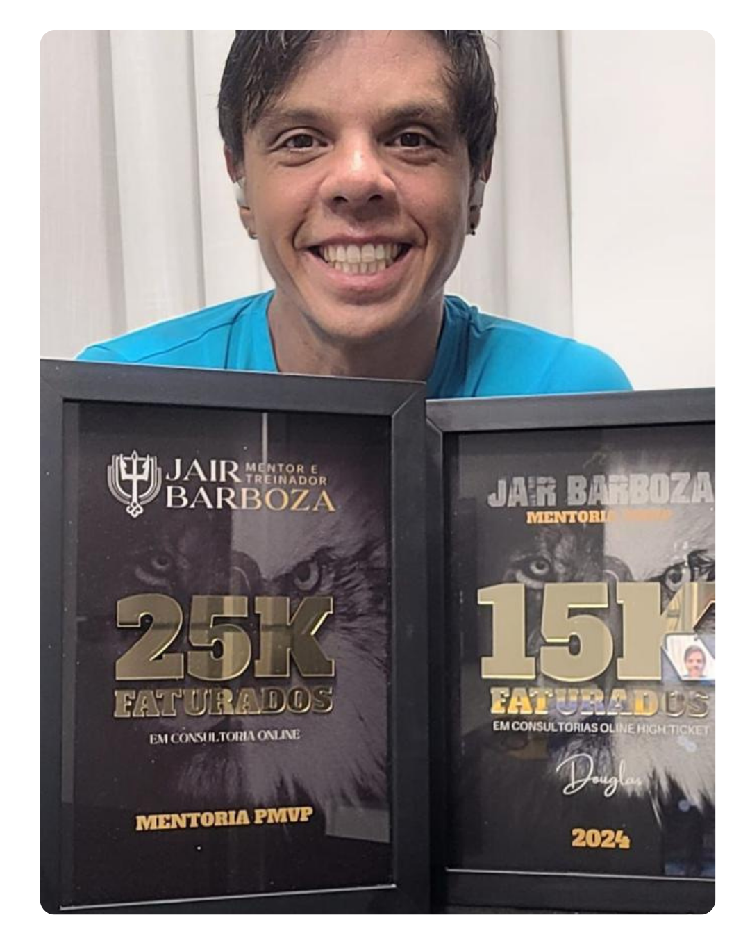 Aluno com placas de 25K e 15K faturados em consultorias online